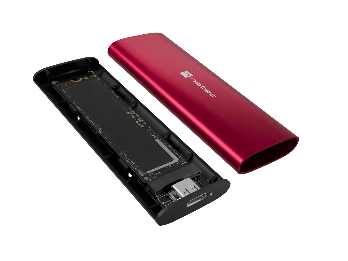 Obudowa zewnętrzna SSD Natec Rhino M.2 NVMe Lite USB-C 3.2 Gen 2 Ruby Red