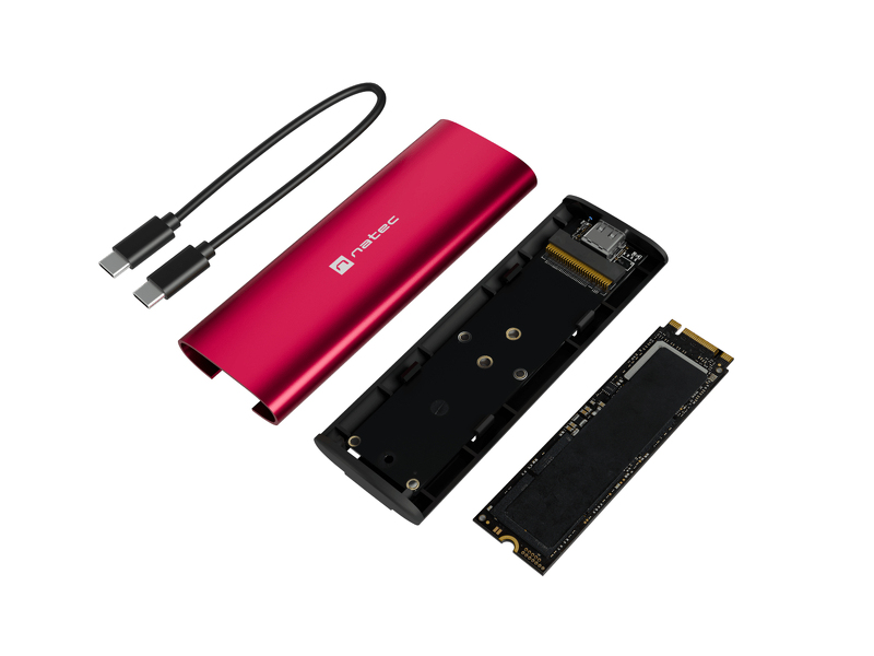 Zdjęcie produktu: Obudowa zewnętrzna SSD Natec Rhino M.2 NVMe Lite USB-C 3.2 Gen 2 Ruby Red