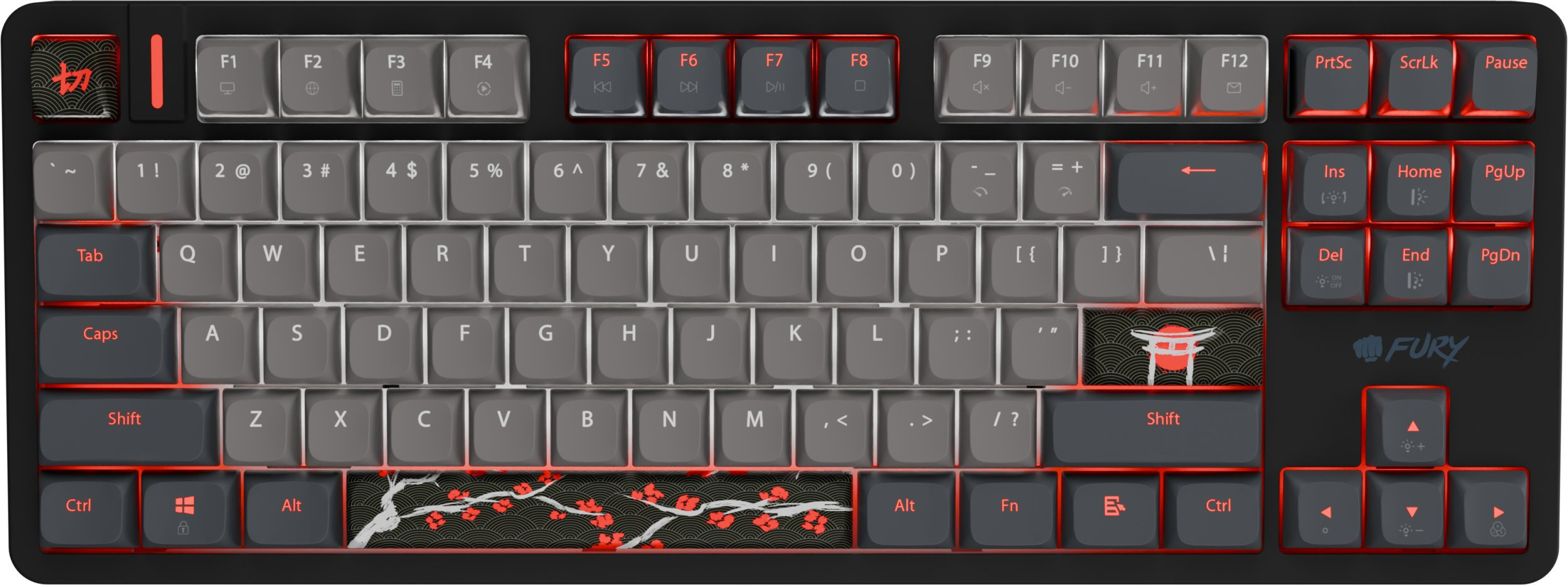 Klawiatura dla graczy Fury Kanabo K6 US, RGB, magnetyczna, czarno-szara Klawiatura dla graczy Fury Kanabo K6 US, RGB, magnetyczna, czarno-szara
