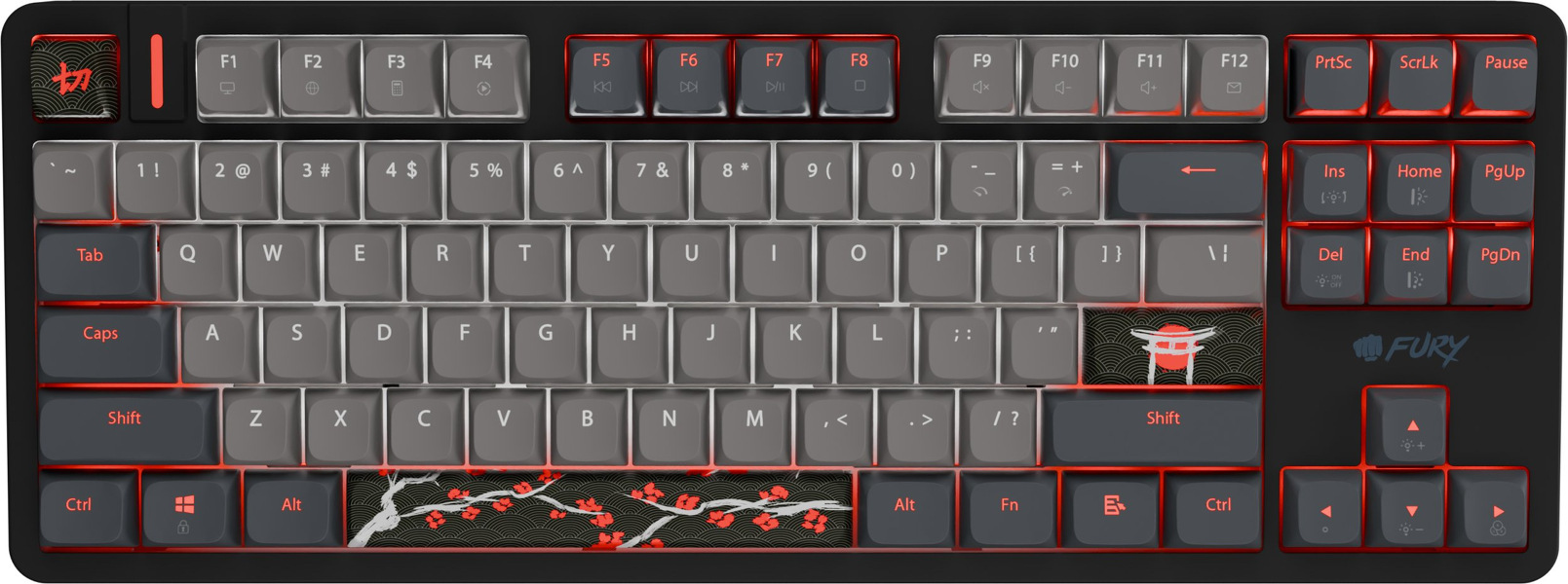 Zdjęcie produktu: Klawiatura dla graczy Fury Kanabo K6 US, RGB, magnetyczna, czarno-szara Zdjęcie produktu: Klawiatura dla graczy Fury Kanabo K6 US, RGB, magnetyczna, czarno-szara