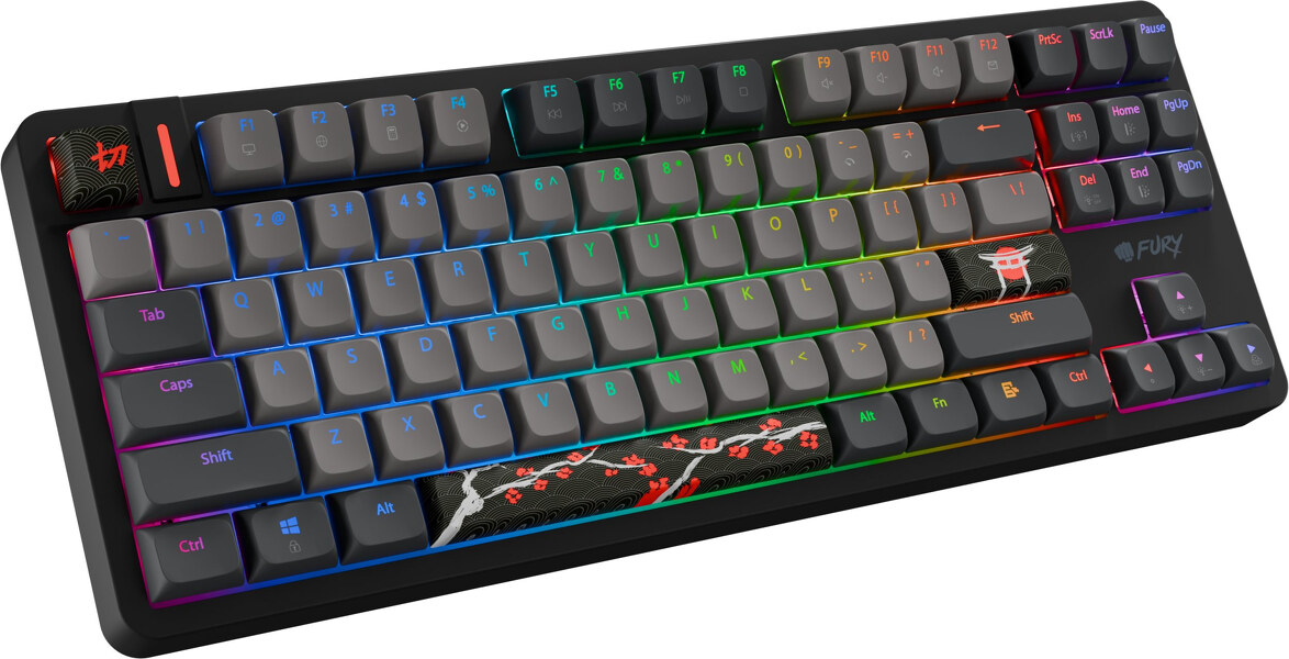 Zdjęcie produktu: Klawiatura dla graczy Fury Kanabo K6 US, RGB, magnetyczna, czarno-szara Zdjęcie produktu: Klawiatura dla graczy Fury Kanabo K6 US, RGB, magnetyczna, czarno-szara