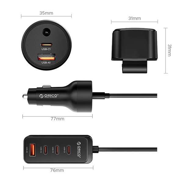 Zdjęcie produktu: Ładowarka samochodowa Orico ChargeClip 108W 2x USB-A + 4x USB-C z klipsem Zdjęcie produktu: Ładowarka samochodowa Orico ChargeClip 108W 2x USB-A + 4x USB-C z klipsem
