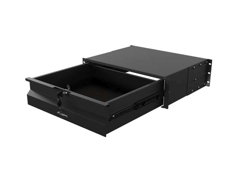 Zdjęcie produktu: Szuflada do szaf 19 3U czarna Lanberg (3U/483 × 360 mm, udźwig do 90 kg) Zdjęcie produktu: Szuflada do szaf 19 3U czarna Lanberg (3U/483 × 360 mm, udźwig do 90 kg)