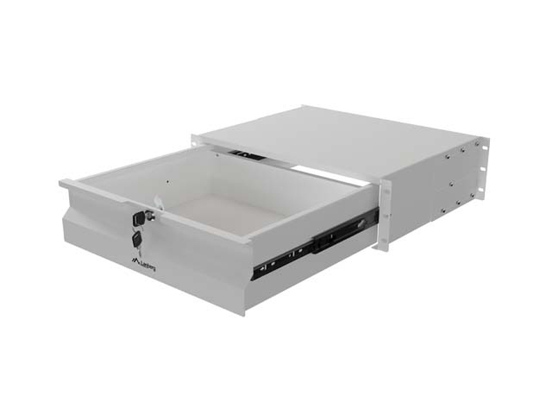 Zdjęcie produktu: Szuflada do szaf 19 3U szara Lanberg (3U/483 × 360 mm, udźwig do 90 kg)