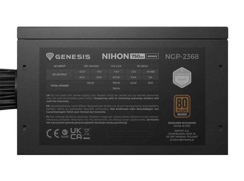Zdjęcie produktu: Zasilacz Genesis Nihon 650NM Czarny 750W 80+ Bronze ATX 3.1 Zdjęcie produktu: Zasilacz Genesis Nihon 650NM Czarny 750W 80+ Bronze ATX 3.1
