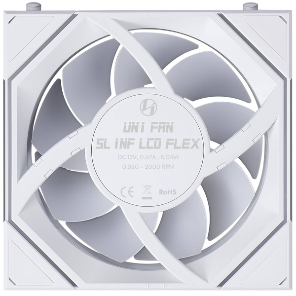 Zdjęcie produktu: Wentylator Lian Li Uni Fan SL-INF Flex LCD Wireless ARGB PWM 120mm White Zdjęcie produktu: Wentylator Lian Li Uni Fan SL-INF Flex LCD Wireless ARGB PWM 120mm White