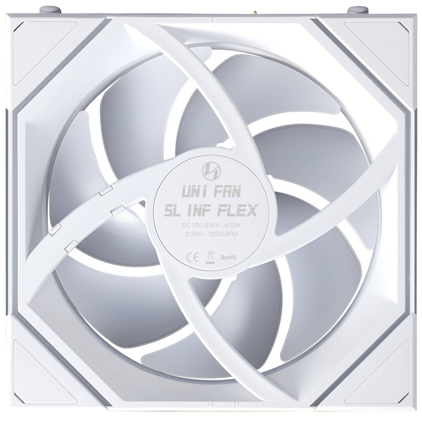 Zdjęcie produktu: Lian Li Uni Fan SL-INF Flex Wireless ARGB PWM Reverse Blade 120mm White Zdjęcie produktu: Lian Li Uni Fan SL-INF Flex Wireless ARGB PWM Reverse Blade 120mm White