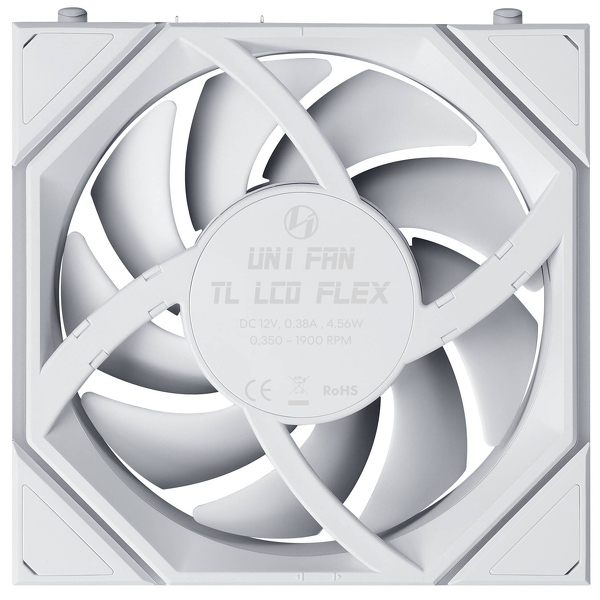 Zdjęcie produktu: Lian Li Uni Fan TL LCD Flex Wireless ARGB PWM Reverse Blade 120mm White Zdjęcie produktu: Lian Li Uni Fan TL LCD Flex Wireless ARGB PWM Reverse Blade 120mm White