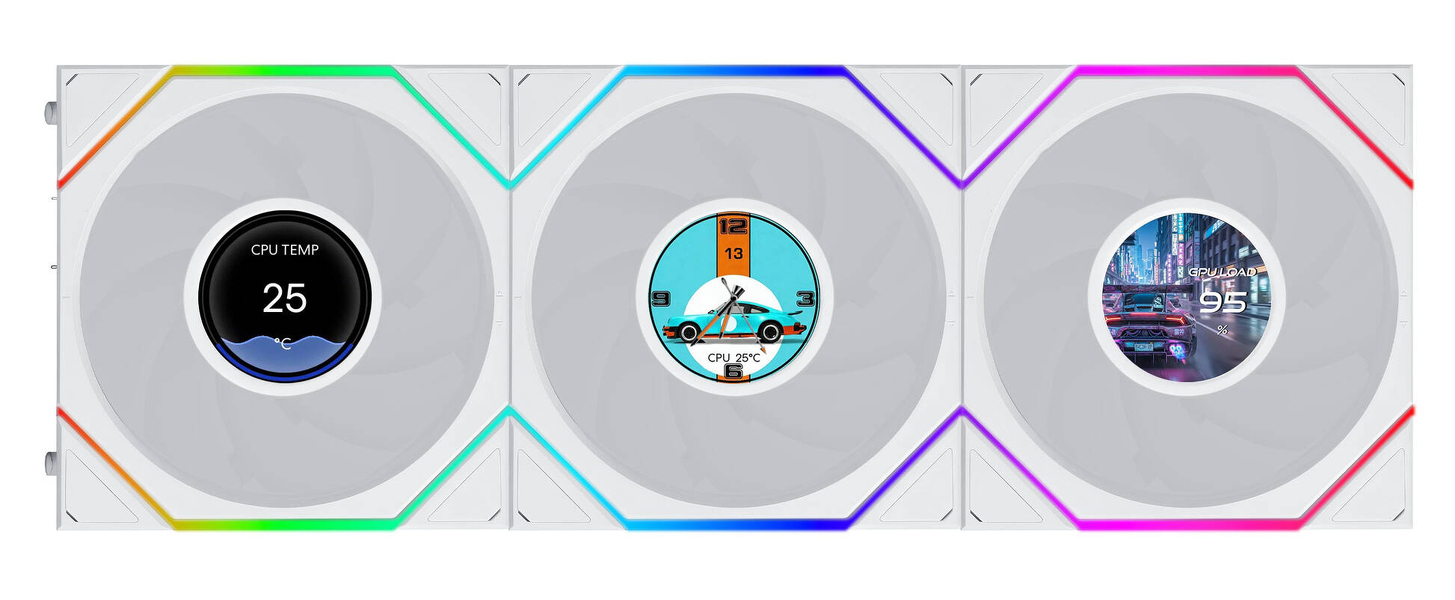 Zdjęcie produktu: Wentylatory Lian Li Uni Fan TL LCD Flex Wireless ARGB PWM 3 szt 120mm White Zdjęcie produktu: Wentylatory Lian Li Uni Fan TL LCD Flex Wireless ARGB PWM 3 szt 120mm White