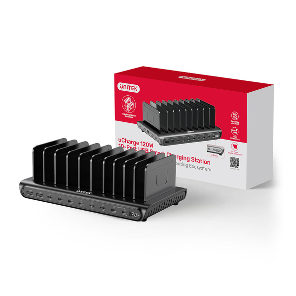 Zdjęcie produktu: Unitek Inteligentna 10-portowa stacja ładowania USB-A/USB-C 120W PD 3.0 Zdjęcie produktu: Unitek Inteligentna 10-portowa stacja ładowania USB-A/USB-C 120W PD 3.0