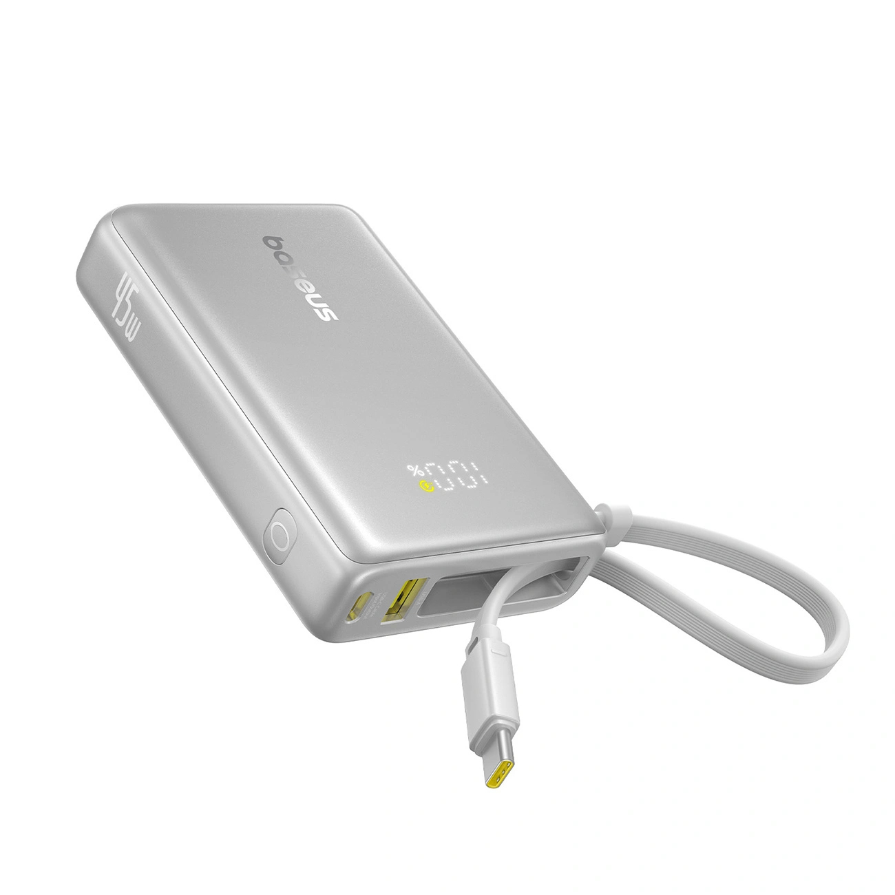 Powerbank Baseus PicoGo 10000mAh 45W z wbudowanym kablem USB-C - tytanowy Powerbank Baseus PicoGo 10000mAh 45W z wbudowanym kablem USB-C - tytanowy