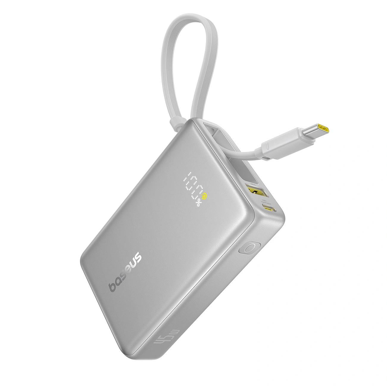 Powerbank Baseus PicoGo 10000mAh 45W z wbudowanym kablem USB-C - tytanowy Powerbank Baseus PicoGo 10000mAh 45W z wbudowanym kablem USB-C - tytanowy