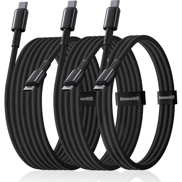 Zdjęcie produktu: Zestaw kabli Baseus Tungsten Gold 100W USB-C - USB-C 1m 2m 3m - czarny Zdjęcie produktu: Zestaw kabli Baseus Tungsten Gold 100W USB-C - USB-C 1m 2m 3m - czarny