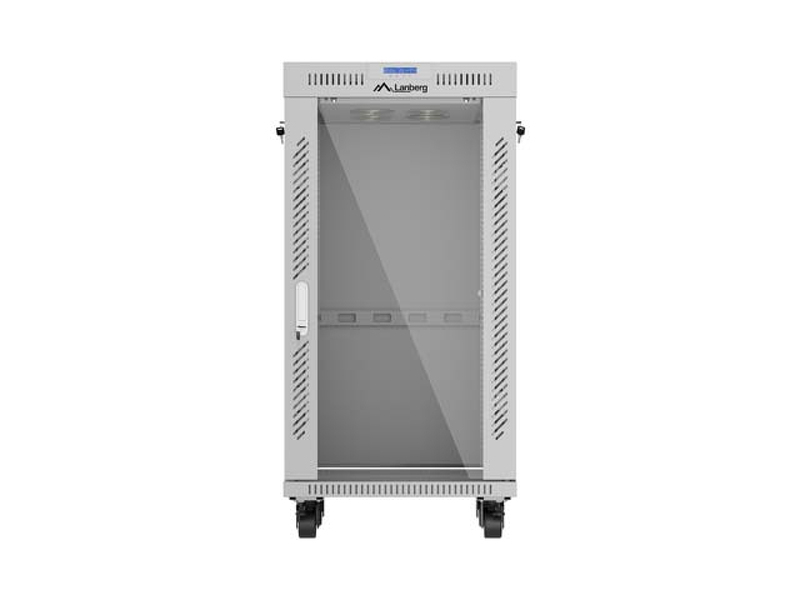 Zdjęcie produktu: Szafa Lanberg Rack stojąca 19 22U 600×600 szara, drzwi przeszklone, LCD