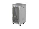Szafa instalacyjna Lanberg Rack stojąca 19" 22U 600×600 szara, drzwi przeszklone, LCD