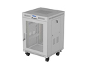 Szafa instalacyjna Lanberg Rack stojąca 19" 15U 600×600 szara, drzwi perforowane, LCD