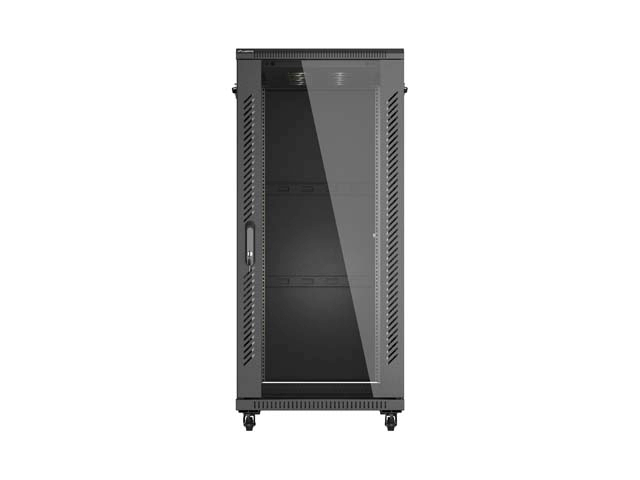 Szafa Lanberg Rack stojąca 19 27U 600×1000 czarna, drzwi przeszklone