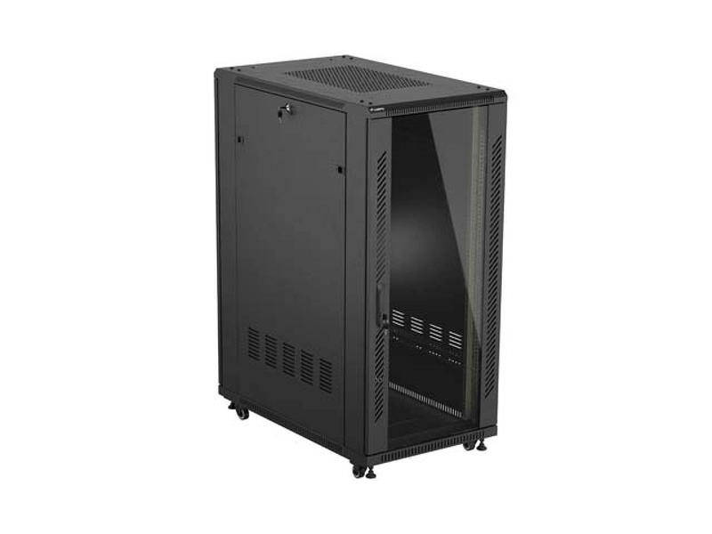 Zdjęcie produktu: Szafa Lanberg Rack stojąca 19 27U 600×1000 czarna, drzwi przeszklone