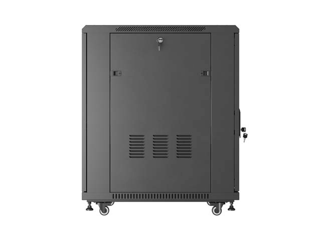 Szafa Lanberg Rack stojąca 19 18U 600×800 czarna, drzwi przeszklone