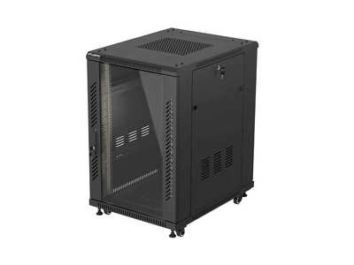 Miniatura produktu: Szafa instalacyjna Lanberg Rack stojąca 19" 18U 600×800 czarna, drzwi przeszklone Miniatura produktu: Szafa instalacyjna Lanberg Rack stojąca 19" 18U 600×800 czarna, drzwi przeszklone
