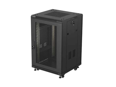 Miniatura produktu: Szafa instalacyjna Lanberg Rack stojąca 19" 18U 600×600 czarna, drzwi perforowane Miniatura produktu: Szafa instalacyjna Lanberg Rack stojąca 19" 18U 600×600 czarna, drzwi perforowane