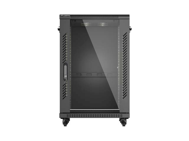 Szafa Lanberg Rack stojąca 19 18U 600×600 czarna, drzwi przeszklone