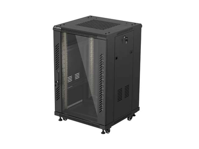 Miniatura produktu: Szafa instalacyjna Lanberg Rack stojąca 19" 18U 600×600 czarna, drzwi przeszklone Miniatura produktu: Szafa instalacyjna Lanberg Rack stojąca 19" 18U 600×600 czarna, drzwi przeszklone