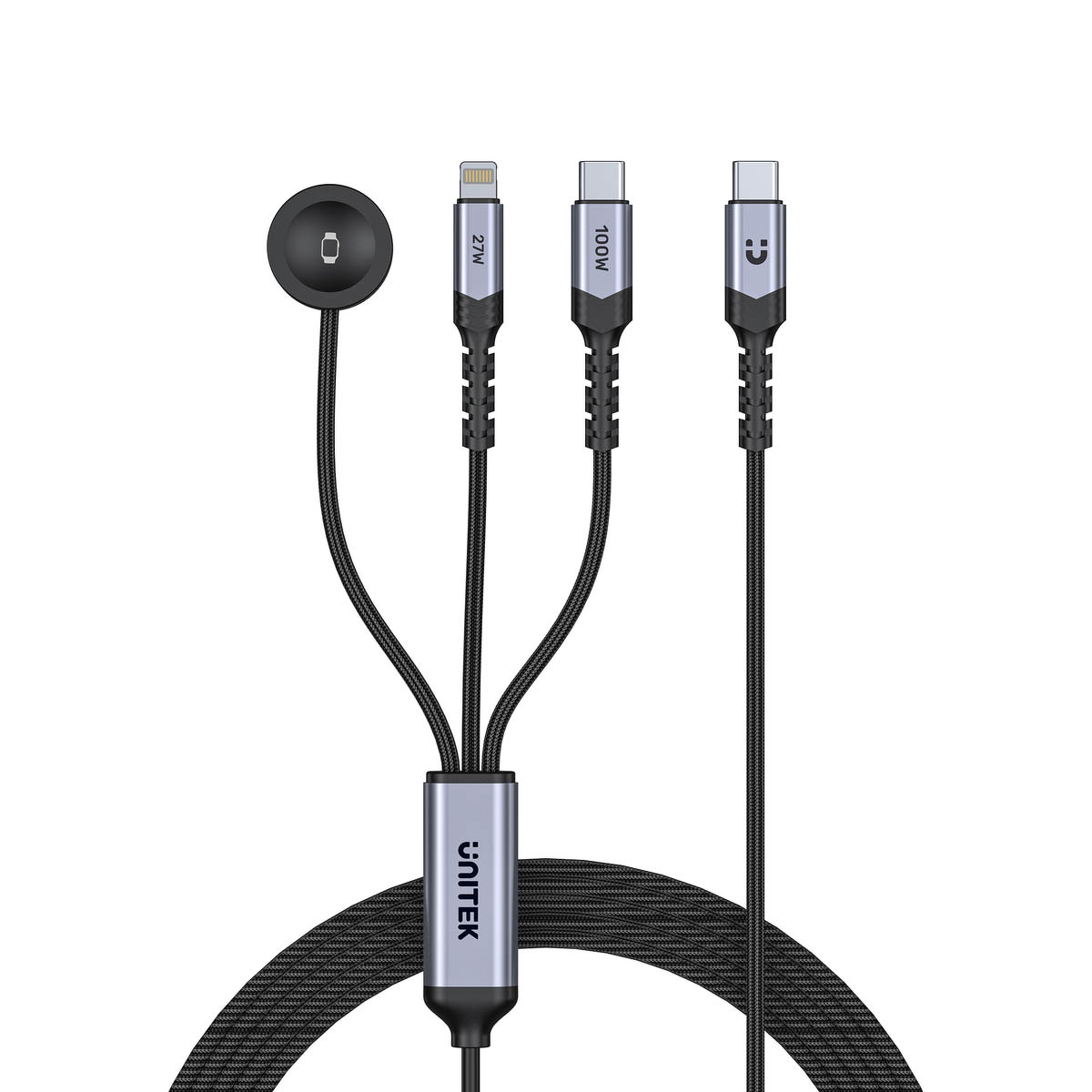 Unitek Kabel 3-in-1 USB-C + Lightning + Apple Watch PD 100W 480 Mbps 1,2 m Unitek Kabel 3-in-1 USB-C + Lightning + Apple Watch PD 100W 480 Mbps 1,2 m
