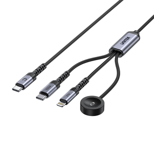 Miniatura produktu: Unitek Kabel 3-in-1 USB-C + Lightning + Apple Watch PD 100W 480 Mbps 1,2 m Miniatura produktu: Unitek Kabel 3-in-1 USB-C + Lightning + Apple Watch PD 100W 480 Mbps 1,2 m