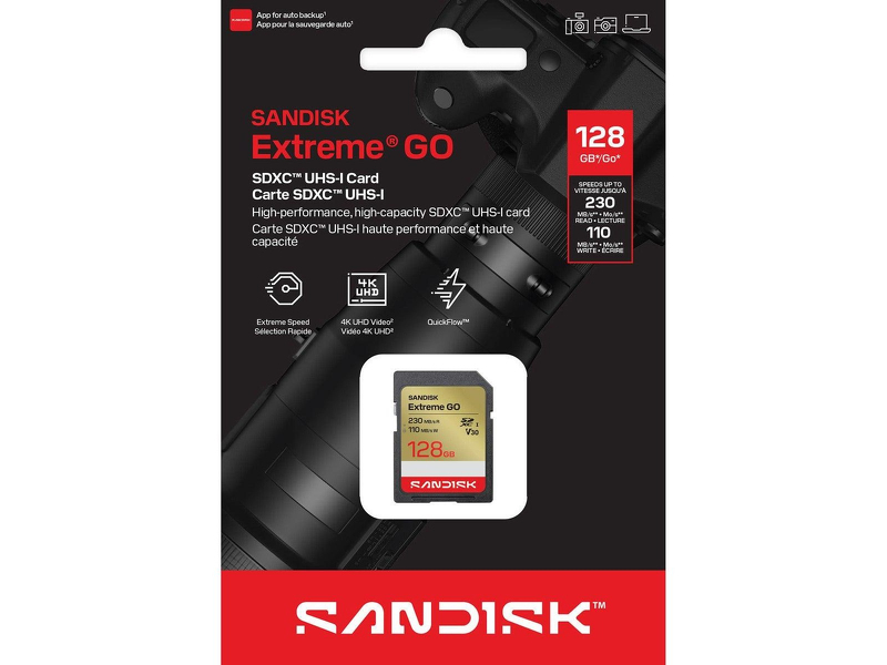 Zdjęcie produktu: SanDisk Extreme GO SDXC UHS-I 128GB 230/110 MB/s C10 V30 UHS-I U3 Zdjęcie produktu: SanDisk Extreme GO SDXC UHS-I 128GB 230/110 MB/s C10 V30 UHS-I U3