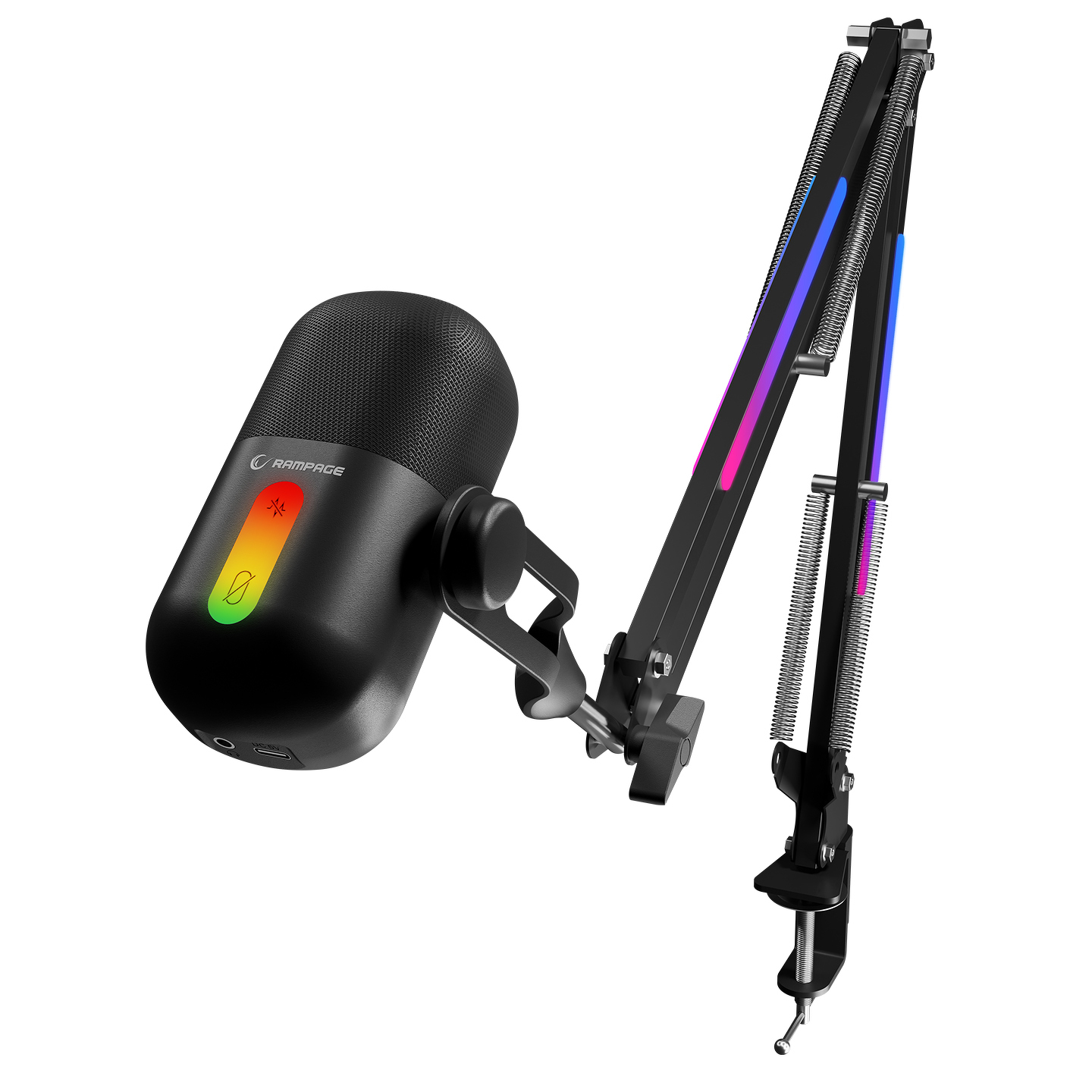 Rampage ARPEJ Gamingowy mikrofon pojemnościowy na ramieniu z RGB czarny
