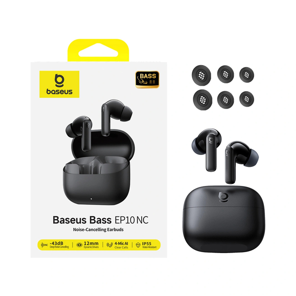 Zdjęcie produktu: Słuchawki Baseus Bass EP10 TWS bezprzewodowe dokanałowe z ANC - czarne Zdjęcie produktu: Słuchawki Baseus Bass EP10 TWS bezprzewodowe dokanałowe z ANC - czarne
