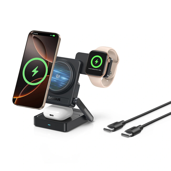 Zdjęcie produktu: Ładowarka bezprzewodowa Baseus PicoGo AF21 3w1 Qi2.2 35W z kablem USB-C 1m