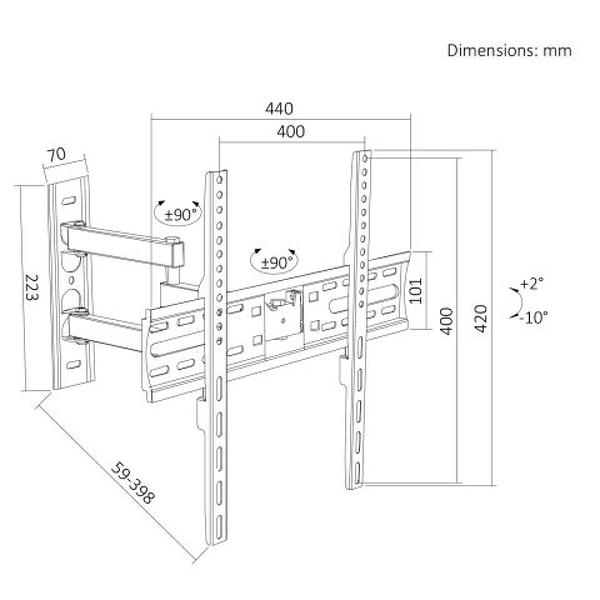 Zdjęcie produktu: Uchwyt do TV VESA 400x400, 32-55 30kg, czarny, reg. pochyłu +2°~-10° Zdjęcie produktu: Uchwyt do TV VESA 400x400, 32-55 30kg, czarny, reg. pochyłu +2°~-10°