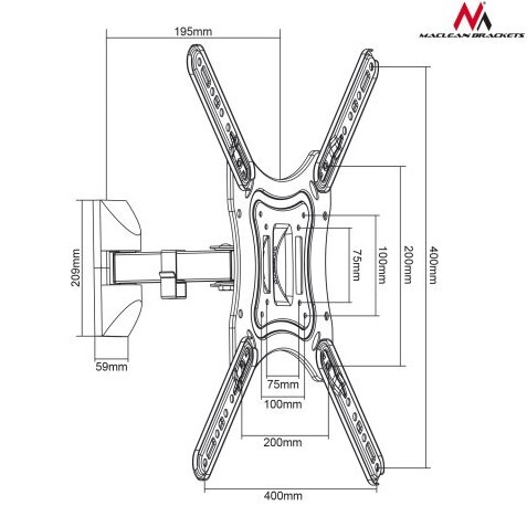 Uchwyt do monitora 23-65 max. obciążenie 30kg uniwersalny max. VESA 400x400 Uchwyt do monitora 23-65 max. obciążenie 30kg uniwersalny max. VESA 400x400