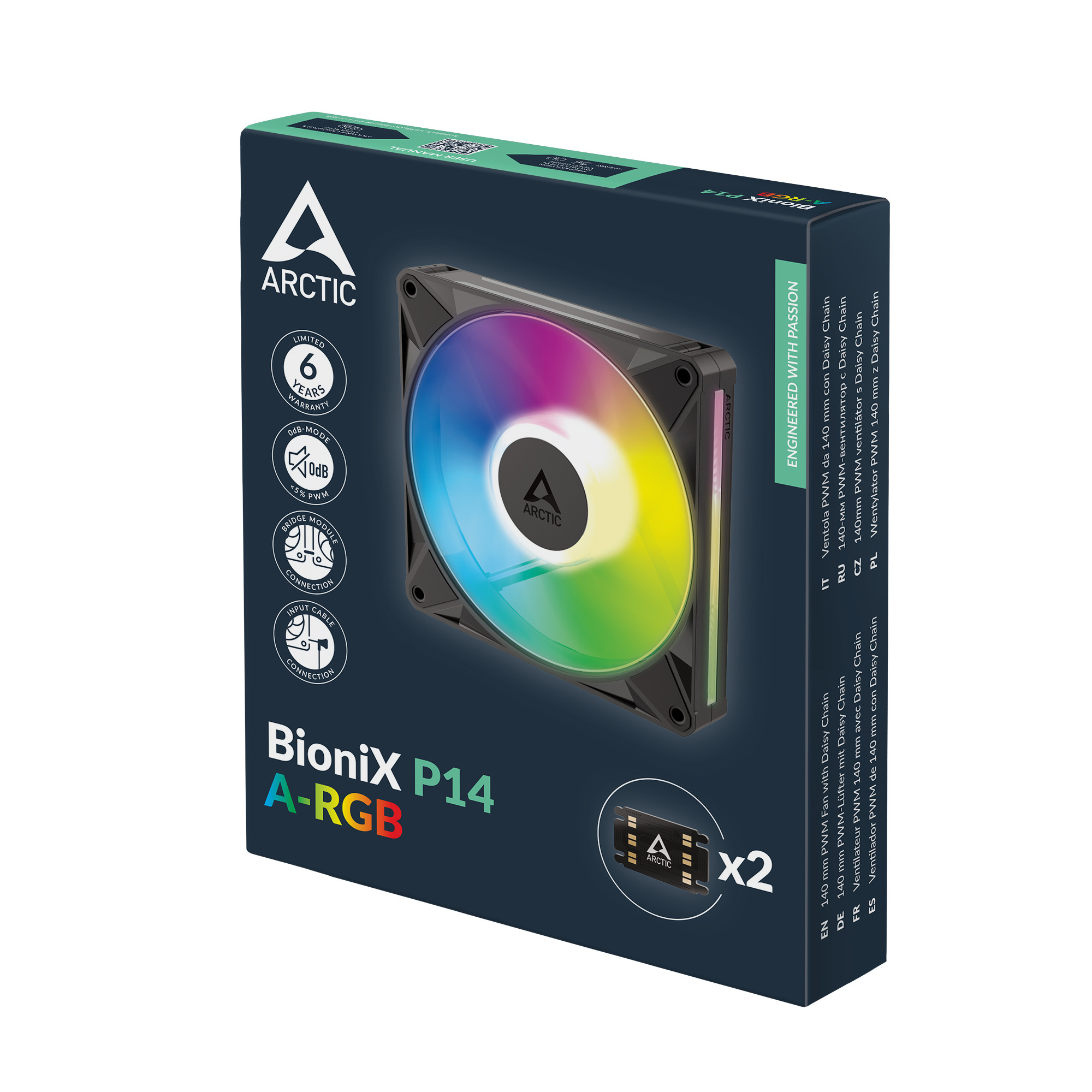 Wentylator Arctic BioniX P14 ARGB PWM 140mm Black (ACFAN00339A)