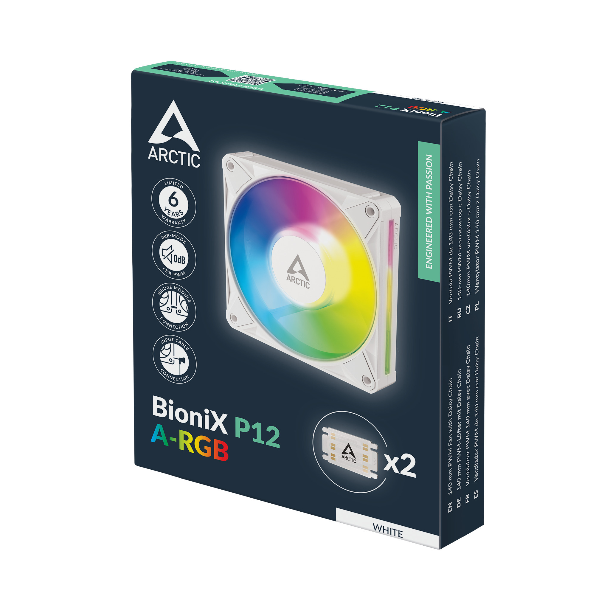 Wentylator Arctic BioniX P14 ARGB PWM 140mm White (ACFAN00340A)
