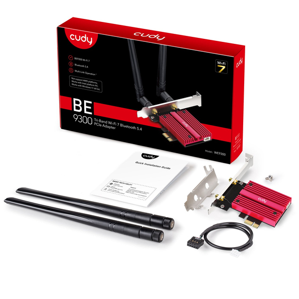 Zdjęcie produktu: Cudy Karta sieciowa PCIe WE9300 Wi-Fi 7 Tri-Band (2.4/5/6GHz) Zdjęcie produktu: Cudy Karta sieciowa PCIe WE9300 Wi-Fi 7 Tri-Band (2.4/5/6GHz)