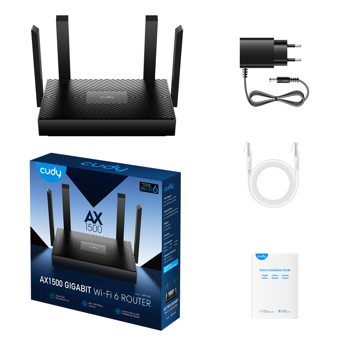 Cudy Router Wi-Fi 6 Mesh AX1500 WR1500 (2.4/5GHz, Gigabit) Cudy Router Wi-Fi 6 Mesh AX1500 WR1500 (2.4/5GHz, Gigabit)