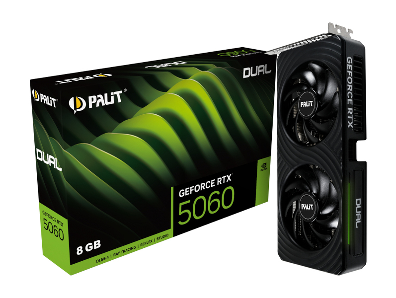 Zdjęcie produktu: Palit GeForce RTX 5060 Dual 8GB GDDR7 DLSS 4 (NE75060019P1-GB2063D) Zdjęcie produktu: Palit GeForce RTX 5060 Dual 8GB GDDR7 DLSS 4 (NE75060019P1-GB2063D)