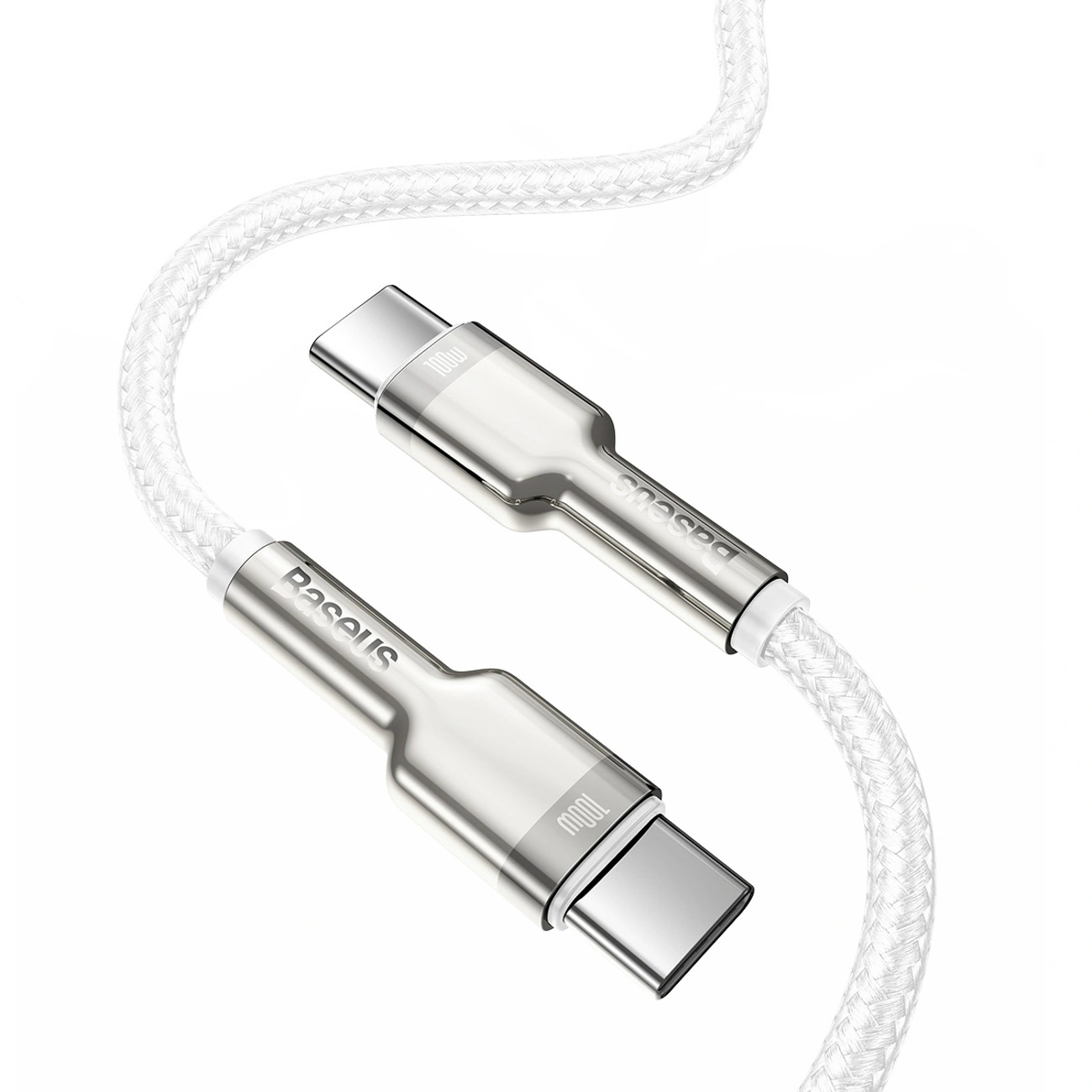 Kabel Baseus Cafule Metal 100W USB-C - USB-C 2m - biały Kabel Baseus Cafule Metal 100W USB-C - USB-C 2m - biały