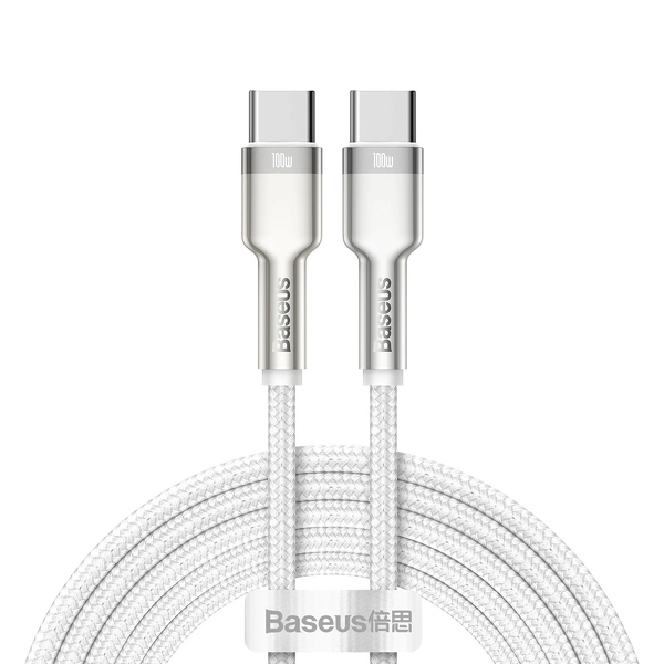 Zdjęcie produktu: Kabel Baseus Cafule Metal 100W USB-C - USB-C 2m - biały Zdjęcie produktu: Kabel Baseus Cafule Metal 100W USB-C - USB-C 2m - biały