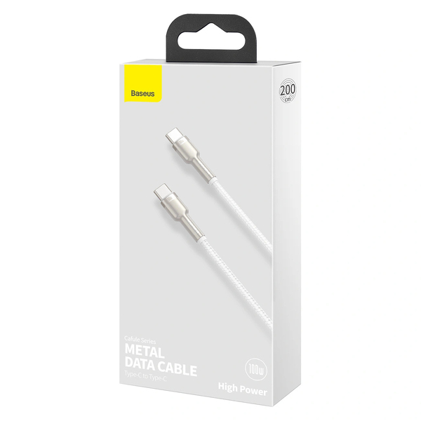 Zdjęcie produktu: Kabel Baseus Cafule Metal 100W USB-C - USB-C 2m - biały Zdjęcie produktu: Kabel Baseus Cafule Metal 100W USB-C - USB-C 2m - biały