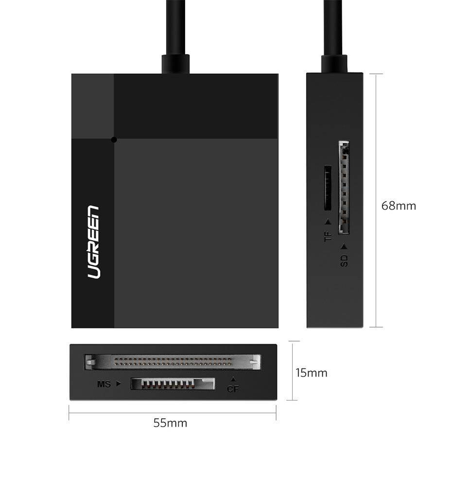 Czytnik kart UGREEN CR125 USB 3.0 0.5m (czarny)