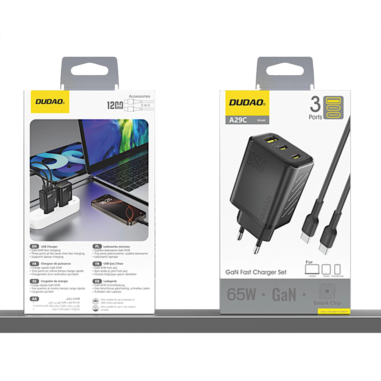 Ładowarka sieciowa Dudao A29C 65W GaN + kabel USB-C - czarna