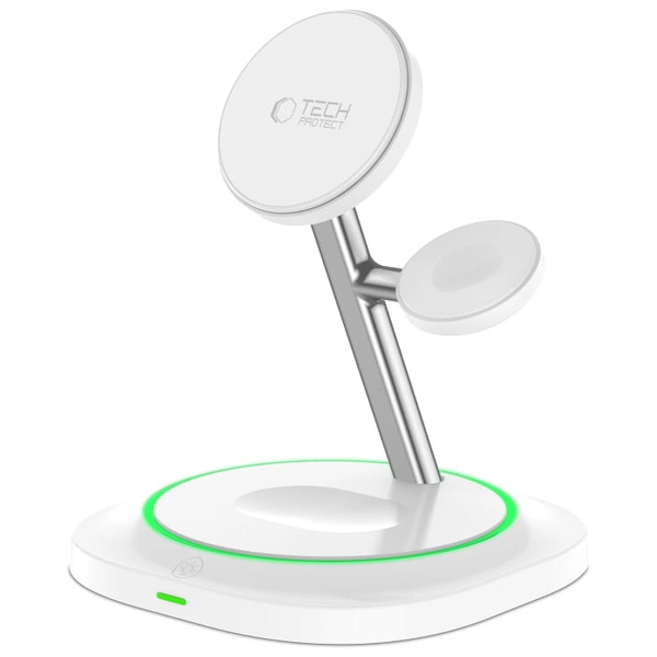 Zdjęcie produktu: Ładowarka indukcyjna Tech-Protect QI15W-A46 3w1 Magnetic MagSafe - biała Zdjęcie produktu: Ładowarka indukcyjna Tech-Protect QI15W-A46 3w1 Magnetic MagSafe - biała