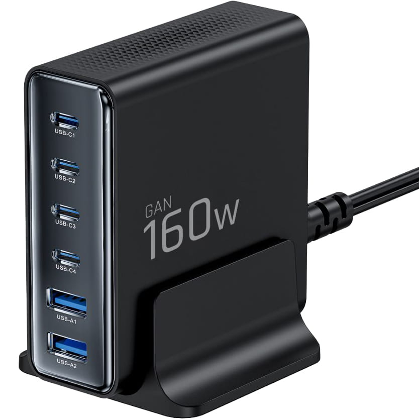 Ładowarka sieciowa Tech-Protect DC160W-GAN 6-Port 160W - czarna Ładowarka sieciowa Tech-Protect DC160W-GAN 6-Port 160W - czarna