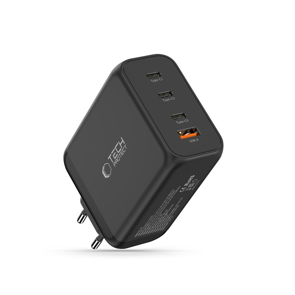 Ładowarka sieciowa Tech-Protect NC200W-GaN 4-Porty 200W - czarna