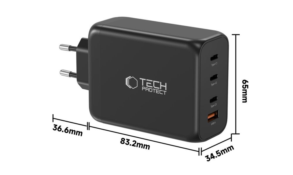 Zdjęcie produktu: Ładowarka sieciowa Tech-Protect NC200W-GaN 4-Porty 200W - czarna