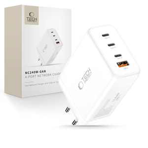 Miniatura produktu: Ładowarka sieciowa Tech-Protect NC240W-GaN 4-Porty 240W - biała Miniatura produktu: Ładowarka sieciowa Tech-Protect NC240W-GaN 4-Porty 240W - biała